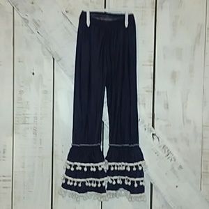 Blue ruffle pom pom pants size 5/6